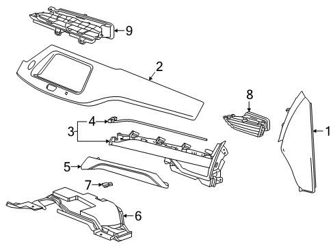 2019 Cadillac XT4 Applique Assembly, I/P Tr Plt *Twenty, Two Cr Diagram for 84546030