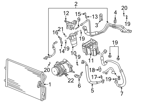 2004 Cadillac DeVille A/C Condenser, Compressor & Lines Diagram