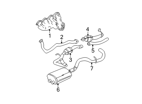 2002 GMC Yukon XL 2500 Exhaust Components, Exhaust Manifold Diagram 2 - Thumbnail