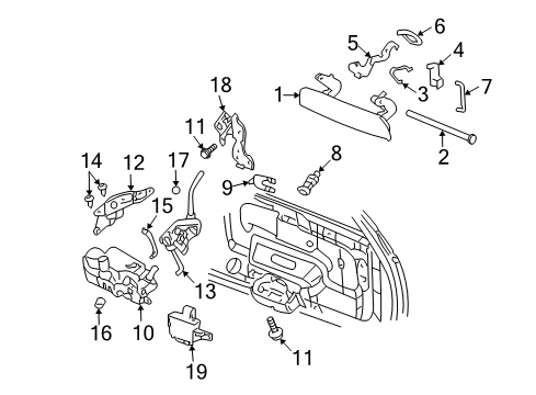 2006 Chevy Trailblazer EXT Lift Gate - Lock & Hardware Diagram