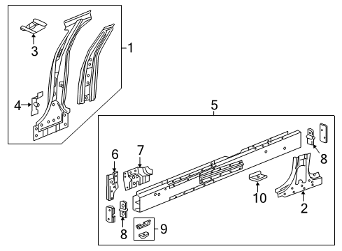 2020 Cadillac CT6 Center Pillar & Rocker Diagram