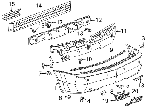 2009 Cadillac XLR Grille Assembly, Rear Bumper Fascia Center Diagram for 25844546