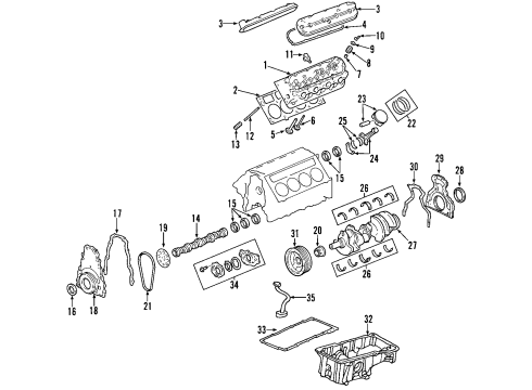 2004 Chevy Trailblazer EXT Engine Parts & Mounts, Timing, Lubrication System Diagram 2 - Thumbnail