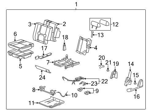 2013 GMC Yukon Rear Seat Components Diagram 5 - Thumbnail