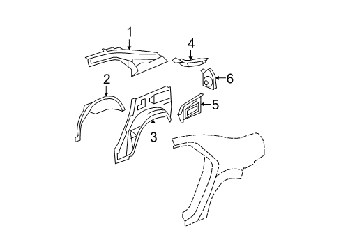 2010 Chevy Malibu Inner Structure - Quarter Panel Diagram 1 - Thumbnail