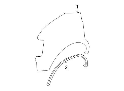 1989 Chevy Astro Molding, Front Fender Wheel Opening, Left Diagram for 15596285