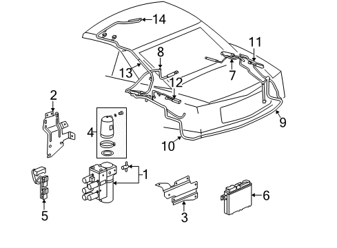 2009 Cadillac XLR Bracket Asm,Folding Top Control Module Diagram for 88958030