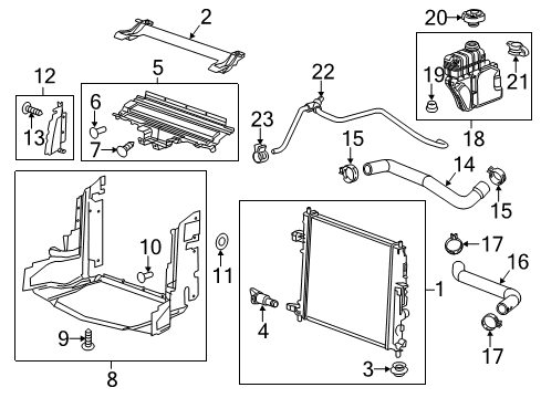 2015 Cadillac CTS Radiator SURGE TANK Inlet Hose Diagram for 23135692