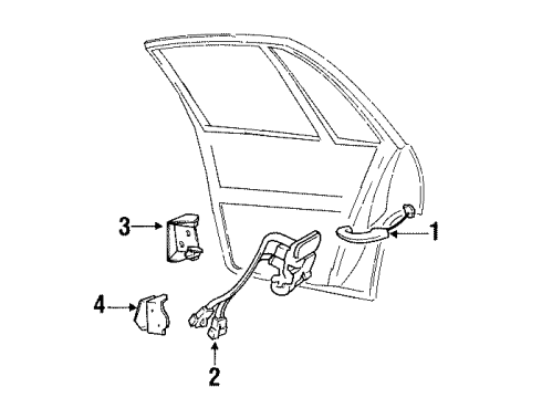 1996 Buick Park Avenue Rear Door - Lock & Hardware Diagram