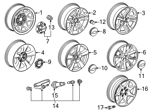 2019 Chevy Suburban Wheel Rim, 17X8.0J Steel 24Mm 0/S 139.7X6Xm14*Black Diagram for 20942021