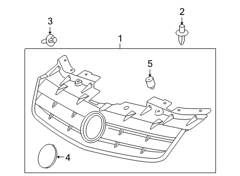 2005 Cadillac STS Grille & Components Diagram 1 - Thumbnail