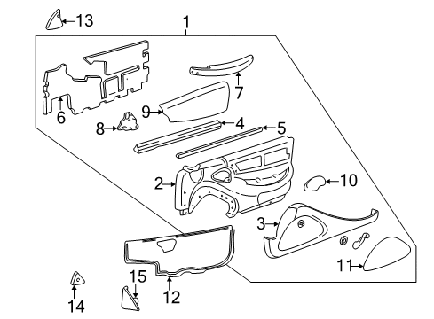 1999 Pontiac Sunfire Panel,Front Side Door Upper Front Trim RH *Neutr*Neutral Diagram for 12365692