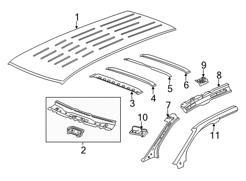 2016 GMC Acadia Roof & Components Diagram