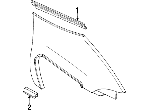 1994 Oldsmobile Silhouette Molding Assembly, Front Fender Upper Rear Reveal *Black Diagram for 10188448