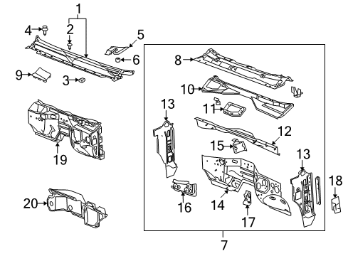 2012 GMC Sierra 1500 Cab Cowl Diagram 2 - Thumbnail