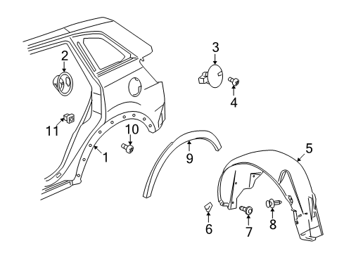 2008 Saturn Vue Quarter Panel & Components, Exterior Trim Diagram 2 - Thumbnail