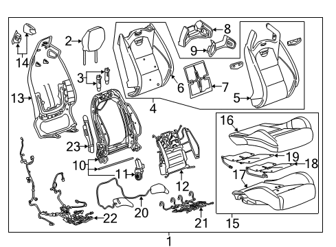 2017 Cadillac ATS Passenger Seat Components Diagram 1 - Thumbnail