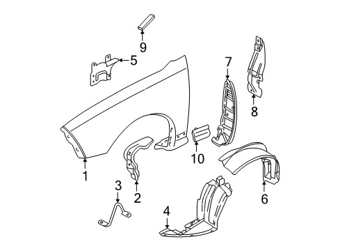 2000 Pontiac Sunfire Molding Assembly,Front Fender Center Rear, Lh (Paint To Match) Diagram for 88892081