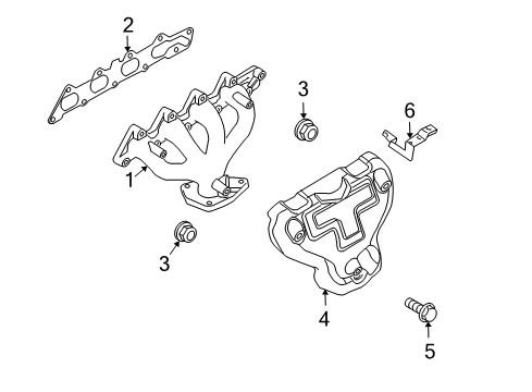 2004 Chevy Aveo Engine Exhaust Manifold Assembly Diagram for 96481526