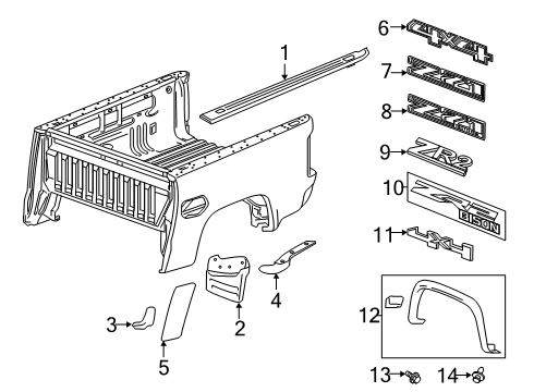 2022 GMC Canyon Exterior Trim - Pick Up Box Diagram 1 - Thumbnail