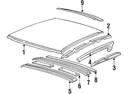 1993 Chevy Beretta Weatherstrip, Roof Side Rail Pinchweld Diagram for 10073938