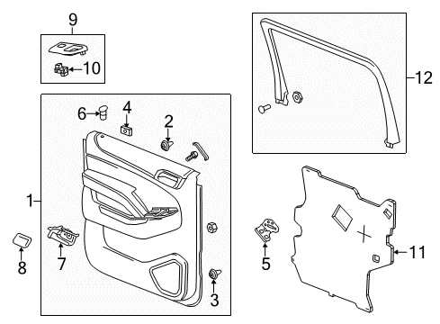 2020 GMC Yukon XL Interior Trim - Rear Door Diagram