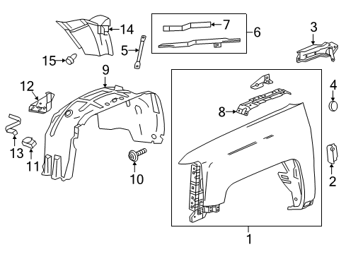 2017 GMC Sierra 2500 HD Fender Assembly, Front (Lh) Diagram for 23303550