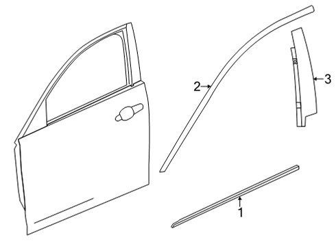 2020 Cadillac CT5 Exterior Trim - Front Door Diagram