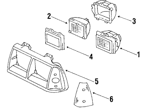 1986 Oldsmobile 98 Headlamp Components, Side Marker Lamps Diagram