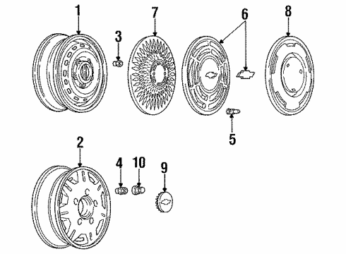 1991 Chevy Lumina Wheels, Covers & Trim Diagram