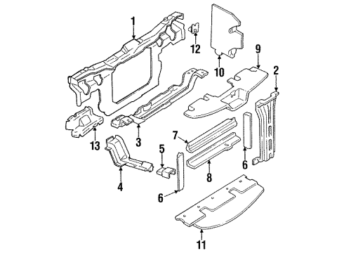 1991 Pontiac Trans Sport Baffle Assembly, Radiator Air Upper Diagram for 10223764