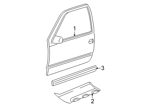 2002 Chevy Avalanche 1500 Molding Assembly, Front Side Door Lower (R.H) Light.Charcoal Gray Diagram for 15086538