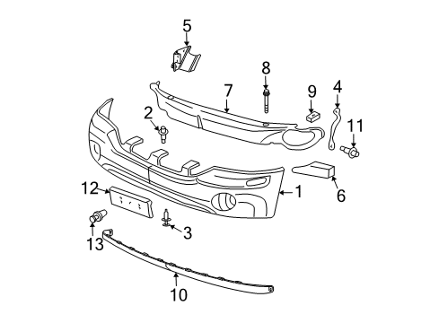 2006 GMC Envoy XL Brace, Front Bumper Fascia Diagram for 15193425