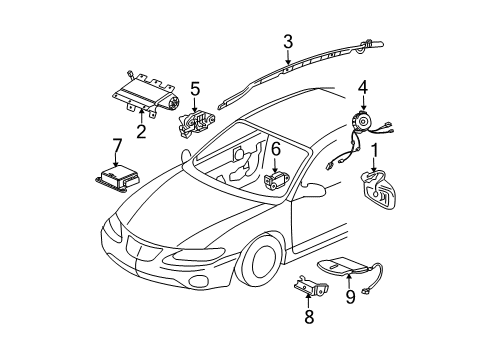 2004 Pontiac Grand Prix Sensor Assembly, Inflator Restraint Side Imp. Diagram for 9383649