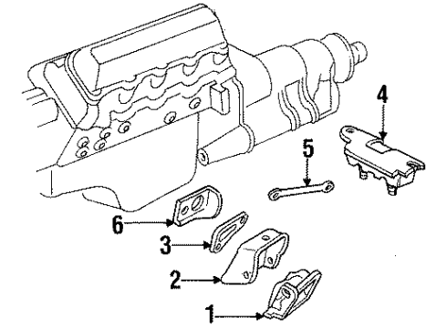 1996 GMC Yukon Engine & Trans Mounting Diagram 2 - Thumbnail