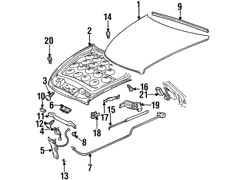 1999 Buick Riviera Hood & Components Diagram