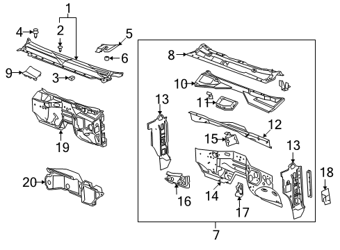 2011 GMC Sierra 1500 Cab Cowl Diagram 4 - Thumbnail