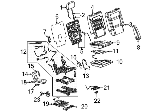 2022 GMC Yukon Armrest Assembly, R/Seat (Rh Proc) *Gideon Diagram for 85124721