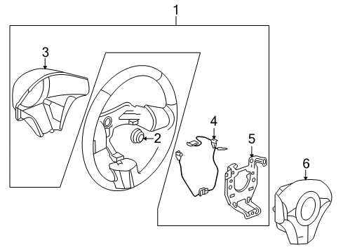 2007 Pontiac Solstice Steering Wheel Assembly *Ebony Diagram for 25864928