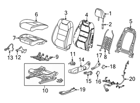 2024 Chevy Trailblazer Driver Seat Components Diagram 1 - Thumbnail