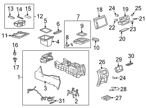 2006 Chevy Silverado 1500 Compartment Asm,Front Floor *Pewter Diagram for 88986693