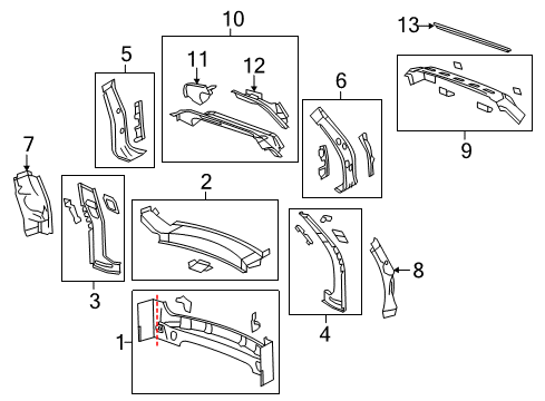 2011 GMC Acadia Frame Assembly, Back Body Opening Upper Diagram for 15261662