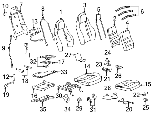 2005 Chevy Corvette COVER, Front Seat Cushion Diagram for 88994122