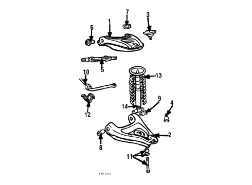 1984 Pontiac Parisienne Front Suspension, Control Arm Diagram 2 - Thumbnail