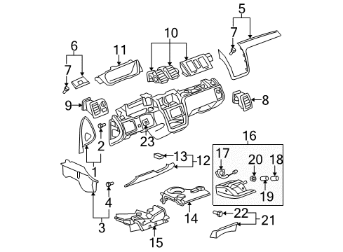 2006 Cadillac DTS Ashtray Asm <Split> *Blue Diagram for 15952132