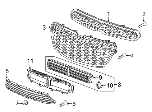 2016 Chevy Spark EV Grille & Components Diagram