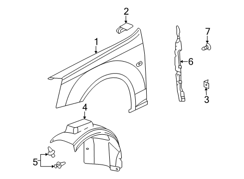 2008 Cadillac STS Fender & Components Diagram