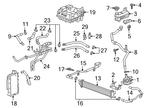 2018 Cadillac CT6 Hose Assembly, Generator Control Module Coolant Tank Diagram for 23307850