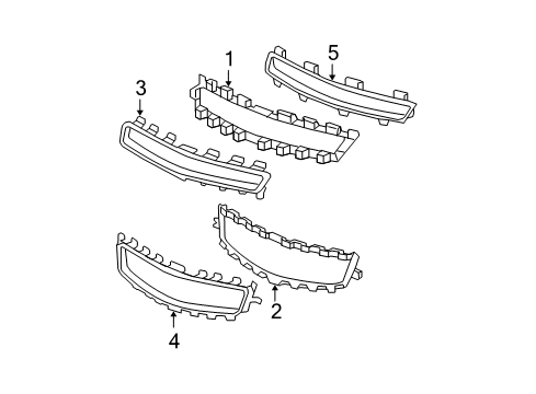 2008 Chevy Malibu Front Bumper - Grille & Components Diagram