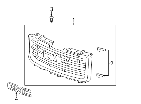 2013 GMC Sierra 2500 HD Grille & Components Diagram 2 - Thumbnail